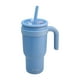 thumbnail image 2 of Termo Doble Pared Acero Inoxidable Exterior e Interior, Vaso Térmico con Tapa Doble y Popote Plástico con Silicona y Asa Ergonómica, Capacidad 900 ml, Azul, 2 of 8
