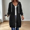 thumbnail image 4 of Long Full Zip Up Hoodie for Women with Pocket Oversized Sweatshirt Coat | Womens Plus Size Zipper Jacket Athletic Sweatshirts Soft Comfy Hoodies Fall Winter 2026 Clothing, #01_Black, L, 4 of 6