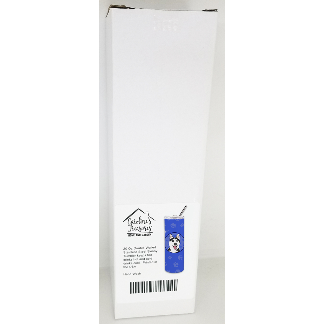 Carolines Treasures WDK1110TBL20 Siberian Husky Black and White Design2  Stainless Steel 20 oz Skinny Tumbler Blue 20 oz