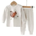thumbnail image 5 of Hessimy Toddler Boys Girls Spring Summer 2Pcs Soft Fabric Comfortable Long Sleeve Soft Sleepwear Pajamas Tops Pants Set, Soft Fabric Comfort Pjs(White,3-6 Months), 5 of 5
