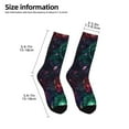 thumbnail image 2 of Zufioo Red And Green Carnation Print Children's Mid-tube Socks, Contrast Color High Elastic Sports Socks - Sweat-absorbent, Warm, Suitable for Children Aged 6-10, 2 of 5