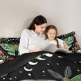 thumbnail image 4 of Homewish Bohemian Skull Moths Queen Comforter Set,Botanical Mushrooms Comforter Sets Queen,Black Green,Black Reversible,3 Pieces,1 Comforter and 2 Pillowcases, 4 of 7