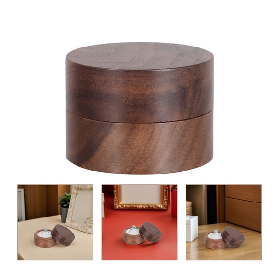 COMPUKAS Small Wooden Storage Box, Light Brown, Round, Smooth Lid, Decorative and Practical