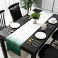 thumbnail image 5 of Green Ombre Stripe Table Runner Cotton Linen 48 Inch Holiday Dresser Scarves, Abstract Art Gradient Watercolor Tablerunner for Kitchen Coffee Dining Bedroom Living Room Dinner Scarf Décor 13''x48'', 5 of 9