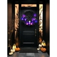 thumbnail image 5 of Bobomoti Halloween Wreath with LED Lights, Halloween Wreath with Flowers and Skulls for Front Door, Indoor Outdoor Halloween Home Party Decorations, 5 of 8