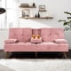 thumbnail image 3 of Futon Couch Sofa Bed Convertible Small Loveseat Sleeper with Cup Holder&Wood Legs&Removable Armrests,Small Spaces,Living Room My Lux Decor Round, 3 of 12