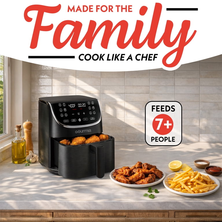 Gourmia 7 Qt Air Fryer, 12 Presets, Digital Display, FryForce 360