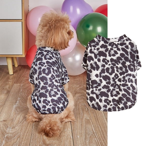 Leopard Cheetah Print Dog Shirts, Breathable Sleeveless Puppy Clothes for Small Medium Dogs & Cats, Soft Stretchy Lightweight Pet T-Shirts Summer Dog Apparel(M,Black)