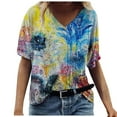 thumbnail image 1 of Birdeem T-Shirt Mode Décontracté Grande Taille Imprimé Fleurs Col en V pour Femmes, 1 of 3