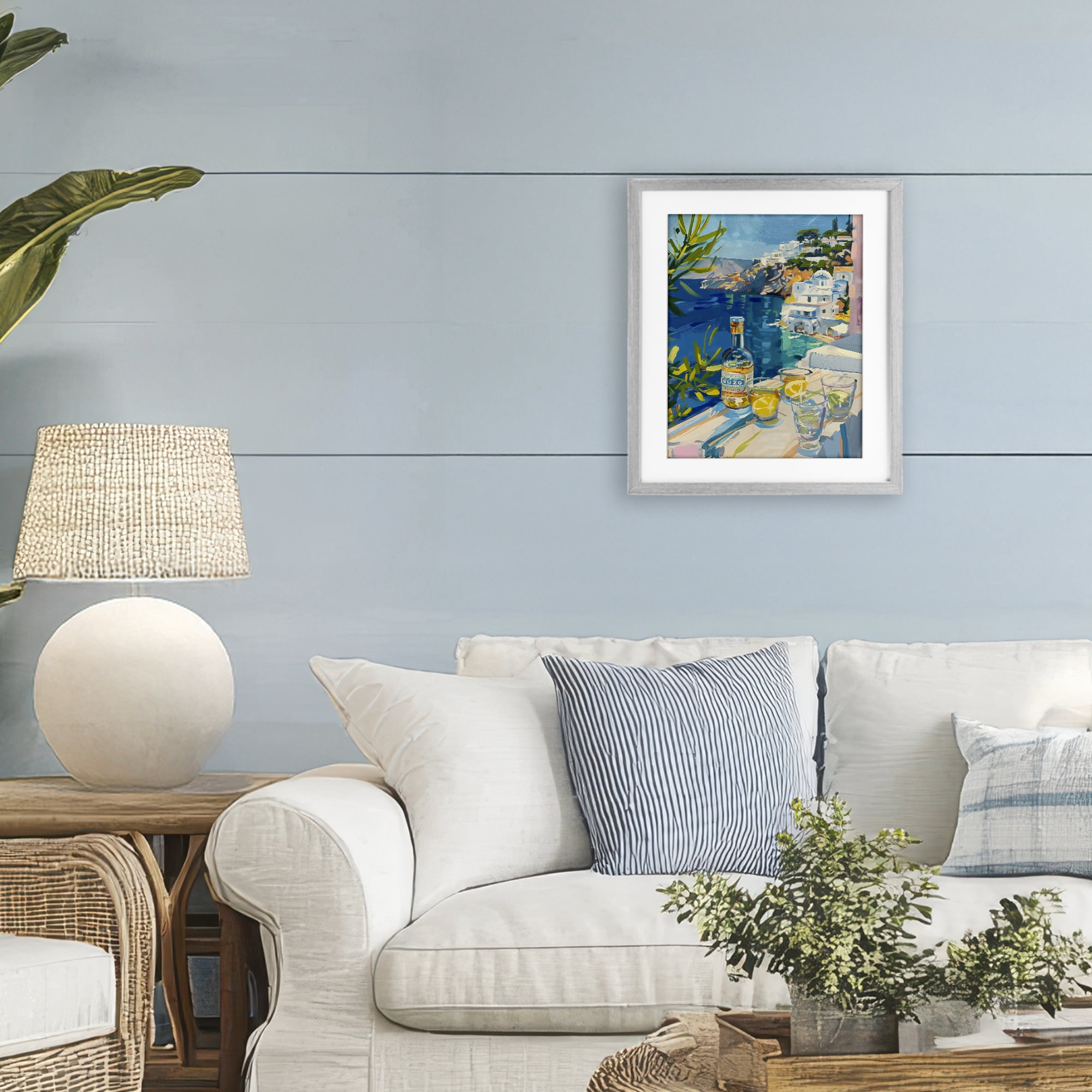Stupell Industries Drink By The Sea Balcony Gray Framed Print Under Glass, design by The Prints Vibe