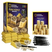 national geographic fool's dig kit - 12 gold bar dig bricks with 2-3 pyrite specimens inside, party activity with 12 excavation tool sets, great stem toy for boys & girls or party favors