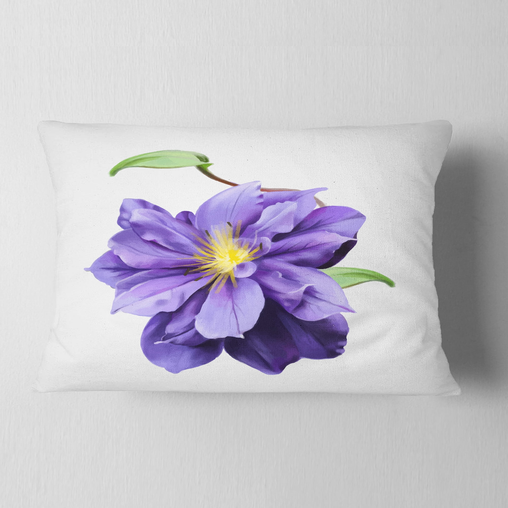 Designart Purple Watercolor Summer Flower - Floral Throw Pillow - 12x20