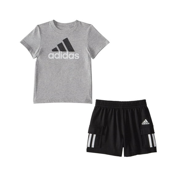 Adidas Baby Boys T Shirt and French Terry Cargo Shorts, 2 Piece Set - Medium Gray Heather