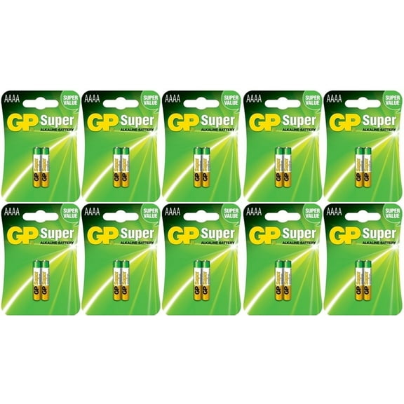 GP AAAA Pack of 20 Super Fresh Alkaline 1.5V Batteries LR61 MN2500 EN96 10x2