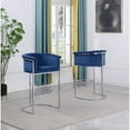 thumbnail image 2 of Navy Blue Velvet Barstool Chair (Single) with Silver Metal Chrome Base, 2 of 3