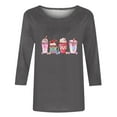 thumbnail image 5 of Penkiiy Women's Valentine's Day Fashion Printed T-shirt 3/4 Sleeves Blouse Round Neck Casual Tops XS Gray, 5 of 5