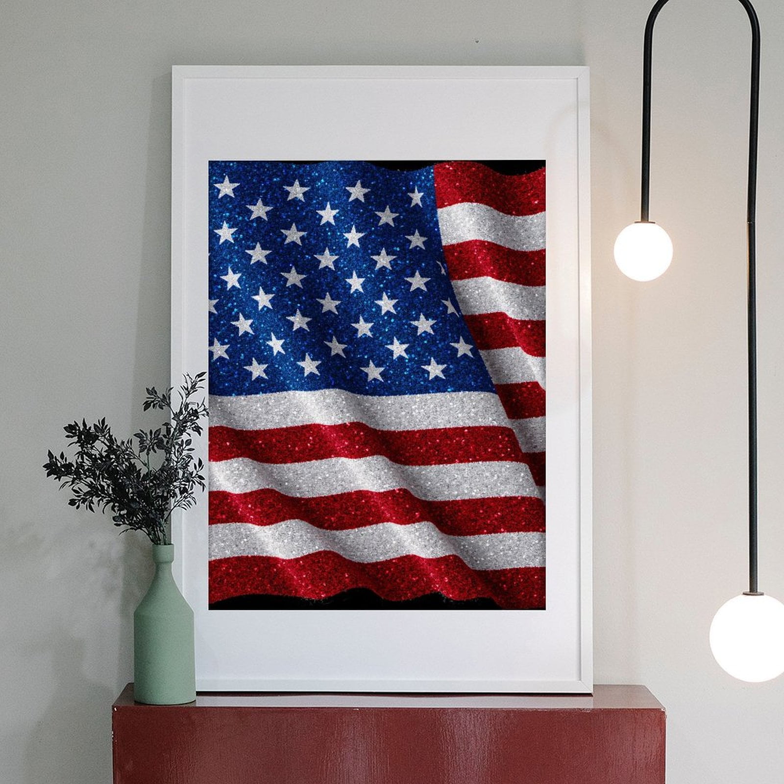 Diamond Art Kit for Adults, Red White Blue Glitter Flag Diamond Painting for Adults Beginners, DIY Diamond Art Painting Kits, 5D Diamond Painting Crafts for Home Decor 12x16 Frameless