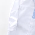 thumbnail image 3 of Boys Button Down Shirt Long Sleeve - White with Light Blue Contrast Collar Nautical Embroidered Sailboat Shirt for Kids, School and Casual, Cotton,Size 7-8 T, 3 of 7