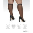 thumbnail image 6 of MeMoi Women's 2 Pair Pack Silky Sheer Curvy Knee Highs - Womens - Female, 3X/4X, Off Black, 6 of 12