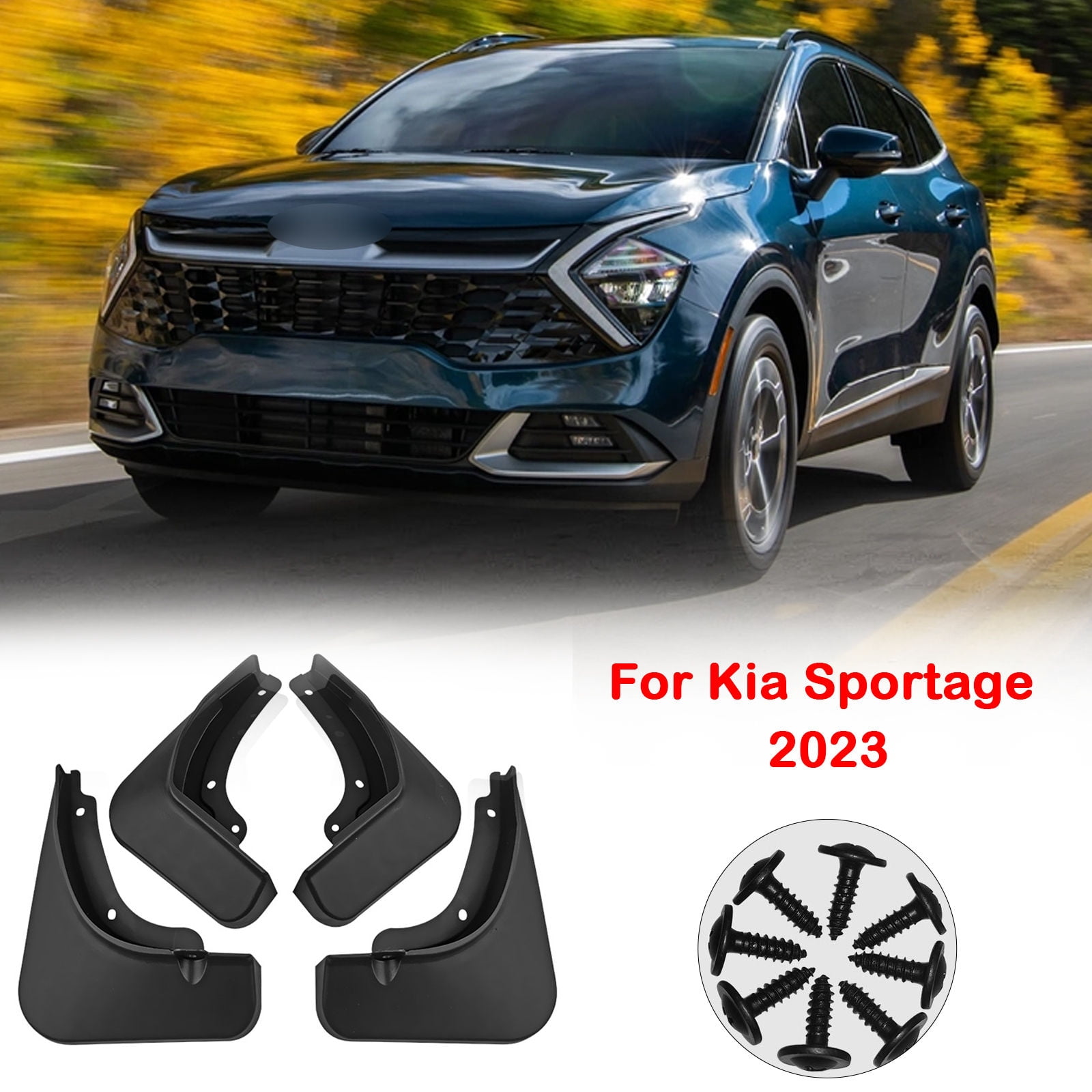Mud Flaps For Kia Sportage 2023, Mud Splash Guard Front And Rear No Drilling, 4pc Tire Protector Mudguards-black