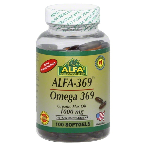 Alfa Vitamins Alfa 369 Omega369 Flax Oil Softgels, 1000 Mg, 100 Ct