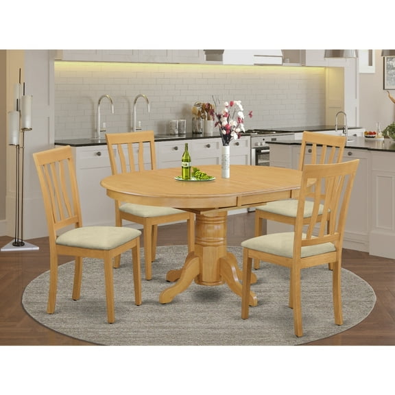 Kitchen Dinette Set for 4 - 5 Piece Oval Table & Chairs - Elegant Oak Finish