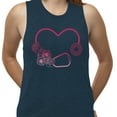 thumbnail image 2 of Heart Flowers Stethoscope Women's Muscle Tank 2X-Large Antique Denim, 2 of 5