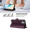 thumbnail image 6 of For iPhone 17 Pro Wallet Phone Case-PU Leather Magnetic Flip Cover with 9 Credit Card Slots,Zipper Pocket & Detachable Wrist Strap,Shockproof,Purple,For iPhone 17 Pro, 6 of 7
