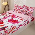 thumbnail image 3 of jejeloiu Bold Floral Zipper Twin Comforter Sets with Fitted Sheet and 2 Pillowcases For Girls,Exotic Print Zipper Bedding Set,Red Pink White,Pink Reversible,4 Pieces, 3 of 7