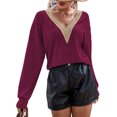 thumbnail image 1 of TRKIYQC Mujeres Sueltas Tops, Manga Larga Cuello en V Retro Encaje Casual Street Party Primavera Otoño Camisa TRKIYQC moda, 1 of 5
