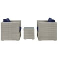 thumbnail image 3 of Modern Contemporary Urban Outdoor Patio Balcony Garden Furniture Lounge Sectional Sofa Set, Sunbrella Rattan Wicker, Navy Blue Light Gray, 3 of 5