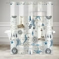 thumbnail image 6 of Mizhona Ocean Coastal Nautical Shower Curtain with Liner,Lighthouse Sea No Hook Bath Curtain,71"× 74", 6 of 6