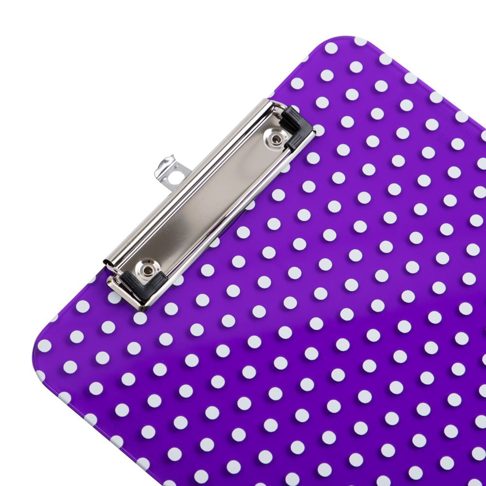 JAM Paper Plastic Clipboard, 9 x 12.5, Purple Polka Dot, 1/Pack