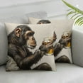 thumbnail image 2 of Nawypu  Gorilla Pillow Cover,Decorative Throw Pillow Monkey Sitting and Thoughtful Look A Glass of Beer Pillow Cases  Square Cushion Covers for Home Sofa Couch Brown 2pc, 2 of 6