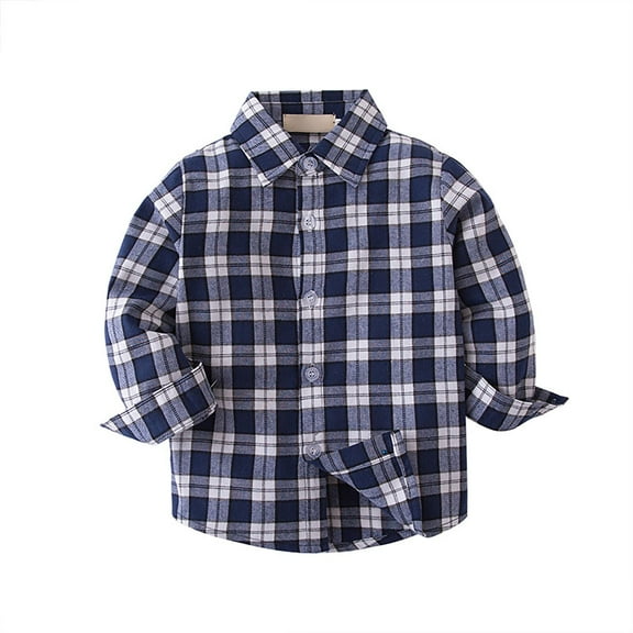 Otqutp Baby Party Shirts Autumn And Winter Boys Long Sleeved Plaid Collar Buttons Shirt Boys Casual Shirt Gentleman Wedding Wear
