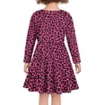 thumbnail image 3 of DISNIMO Pink Leopard Print Dress for Girls Leopard Print Dress Size 15/16 Girls Dresses for Fall Season Dresses for Girls Crew Neck Dress Long Sleeve Kids Midi Dress Children Skater Dress for Teens, 3 of 6