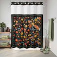 thumbnail image 6 of No Hook Shower Curtain, Boho Black Flowers Shower Curtains for Bathroom with See Through Top Window, Spring Abstract Watercolor Floral Leaf Waterproof & Washable Bath Curtain Stall 48"x72", 6 of 9