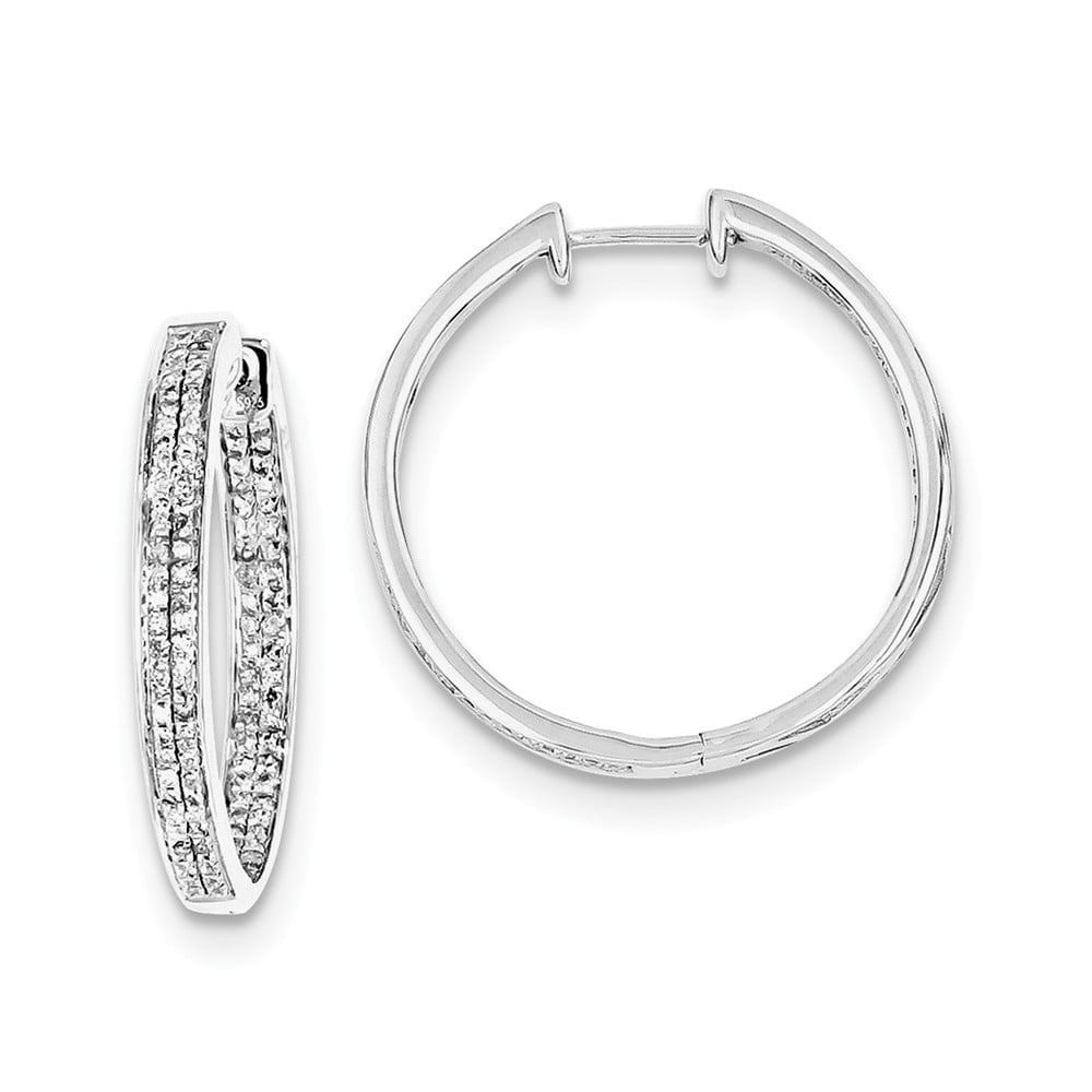 25mm x 25mm Mia Diamonds 925 Sterling Silver Rhodium Plated Hinged Earrings 