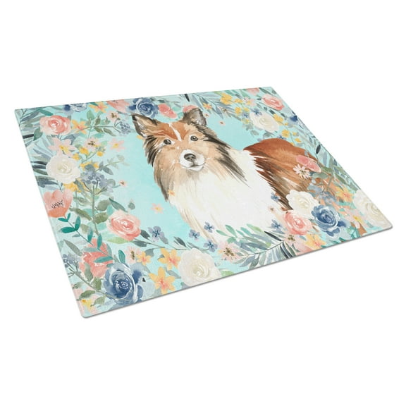 Carolines Treasures CK3411LCB Sheltie Glass Cutting Board Large, 12H x 16W, multicolor