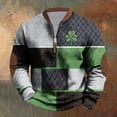 thumbnail image 2 of Penkiiy St Patricks Day Shamrock Patch Chest Print 1/4 Zip Sweatshirt M White, 2 of 5