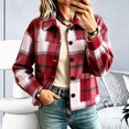 thumbnail image 2 of Enjoytime Fall Jackets for Women Plaid Lapel Collar Button Down Cropped Jacket Trendy Casual Coat Fashion Long Sleeve Outerwear, 2 of 7