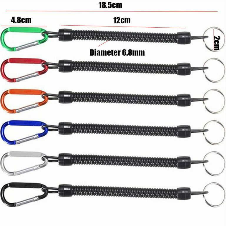 1/2pcs High quality Plastic Retractable Tether Outdoor Hiking Camping  Camping Carabiner Spring Elastic Rope Anti-lost Phone Keychain Portable  Fishing Lanyards ORANGE 2PCS 