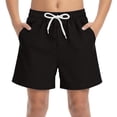 thumbnail image 2 of Boys Athletic Shorts with Elastic Waistband, Quick Dry Running Gym Shorts with Pockets for Kids Boys, Solid Black,Size 14-15T, 2 of 6