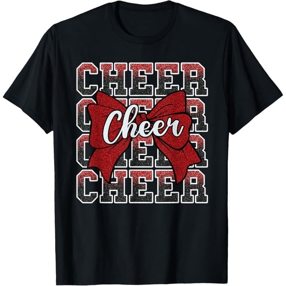 Exquisite and comfortable-Coquette Cheer Bow Funny Sport Cheerleader Cheerleading Red T-Shirt