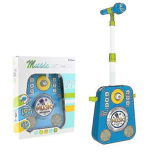 Simulación de dibujos animados para niños, altavoz, guitarra, iluminación de la primera infancia, canto, micrófono intermitente, carrito, barra, juguetes musicales