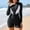Black, variant on Odbmxy Summer Plus Size Women Wetsuits Long Sleeve One Piece Swimsuit Women Color Block Black Sports Beach Surf Suit