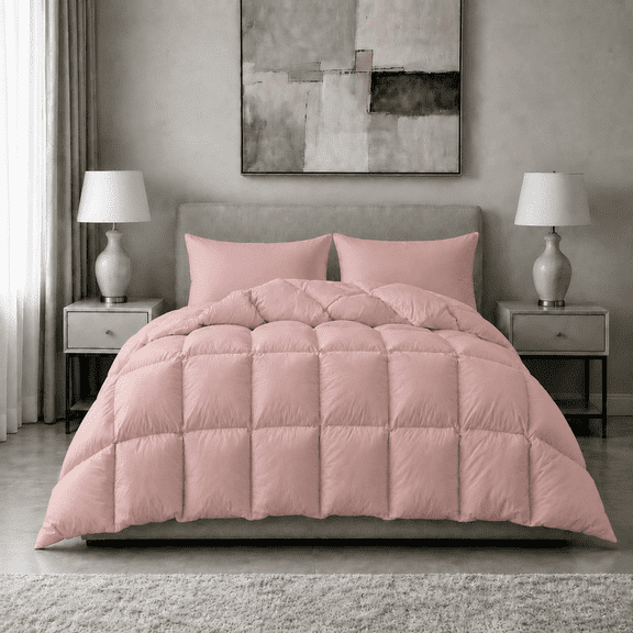 KAKABELL Goose Feather & Down Comforter Oversized King Size,White Goose Feather & Down Fill, 3D-Baffle Box Design, 100% Cotton Cover, With 8 Corner Tabs, 98" x 120", Perfect for All-Season