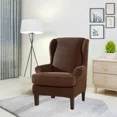 thumbnail image 3 of Wingback Chair Slipcover with Protective Elastic Bands, Two-Piece Stretch Sofa Cover in Durable Jacquard Knit Fabric, 3 of 6