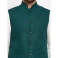 thumbnail image 3 of eloria Men Embroidered Green Nehru Jacket for Partywear Festival Waistcoat Indian Vest Blazer Embroidery Design, 3 of 5