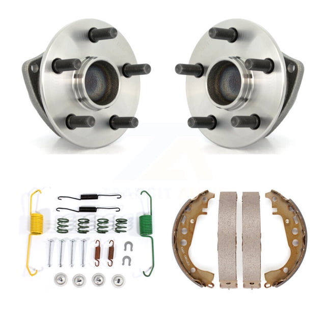 Transit Auto Rear Drum Brake Shoe & Hardware and Wheel Hub Bearing Assembly Kit for Car 2000-2005 Toyota Celica Non-ABS - Left Right Side (Driver Passenger) K7D-100873